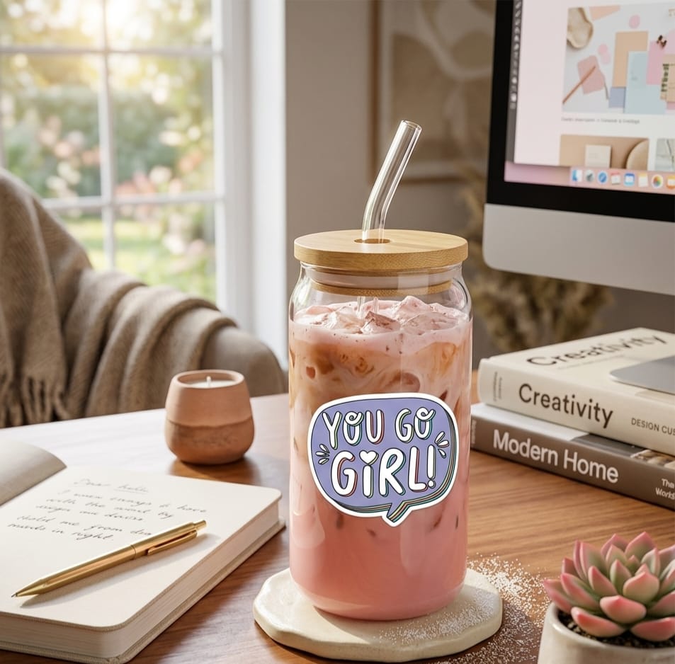 You Go Girl Glass with Straw 500ml