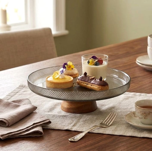 Glass Serving Platter Grey
