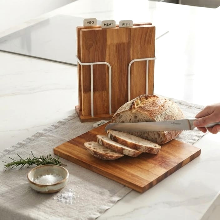 Set of 4 Chopping Boards with Stand
