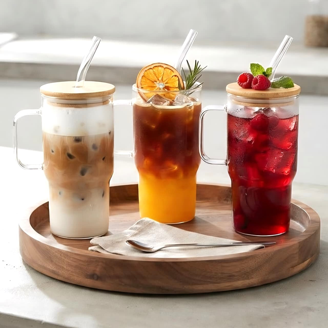 600ml Glass Tumbler with Lid