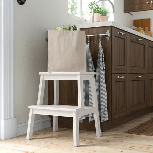 Wooden Step Stool - White