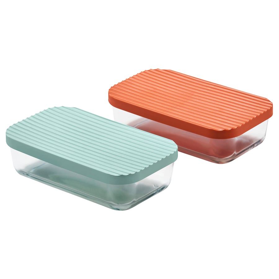 Glass Food Container with Lid Pack of 2