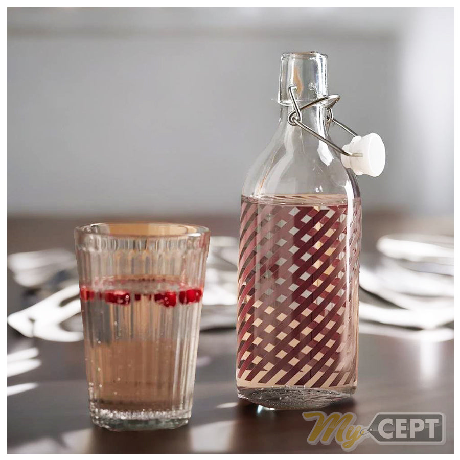 0.5L Bottle with Stopper - Red Stripes