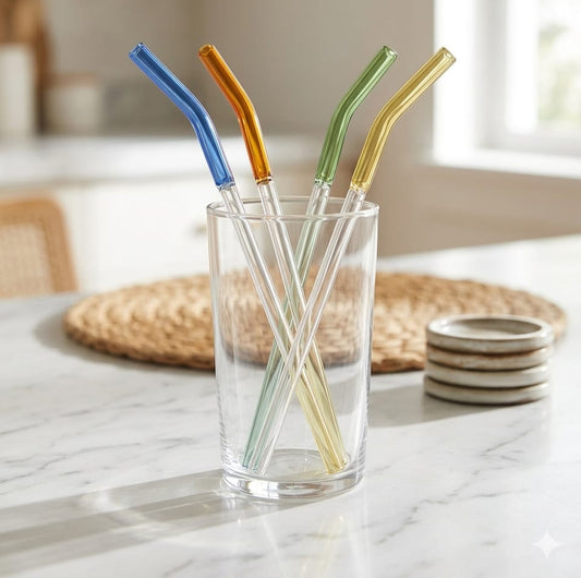 Set of 4 Glass Straw with Brush