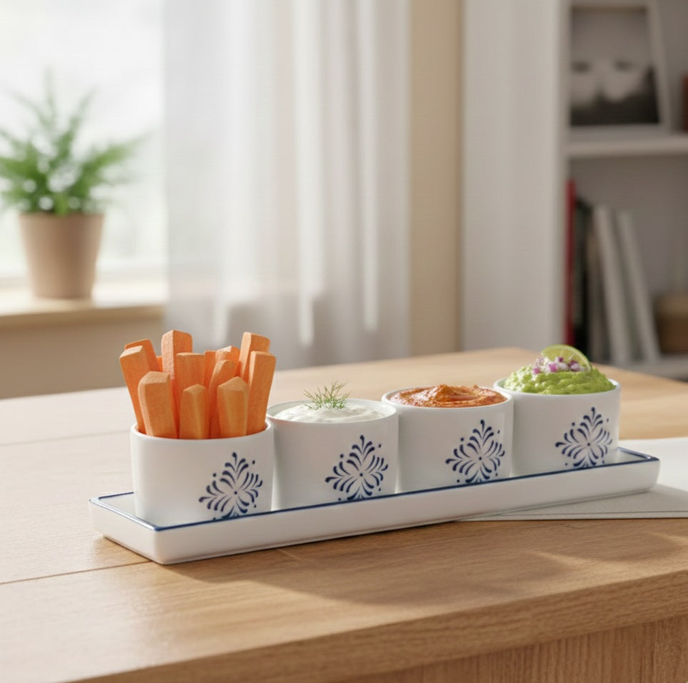 Set of 4 Dip Bowls with Platter