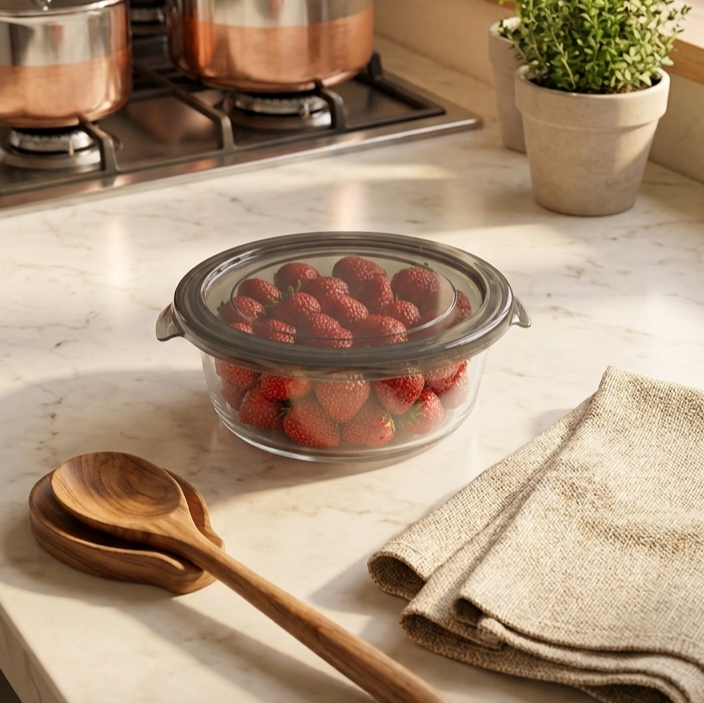 Round Glass Dish with Lid