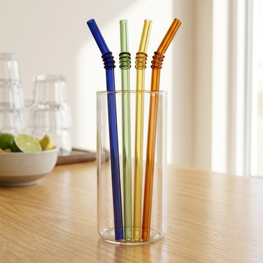 Set of 4 Glass Straw with Brush