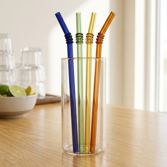 Set of 4 Glass Straw with Brush