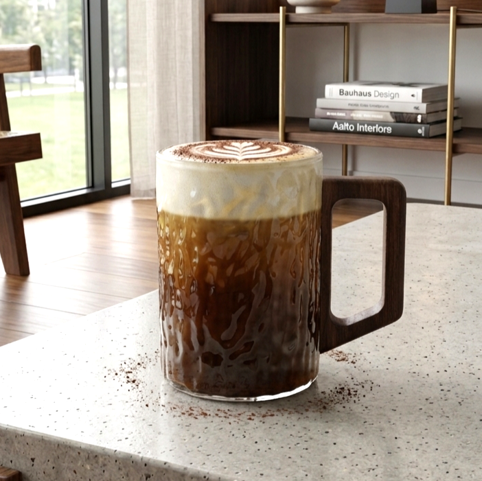 Mug With Wooden Handle - Textured