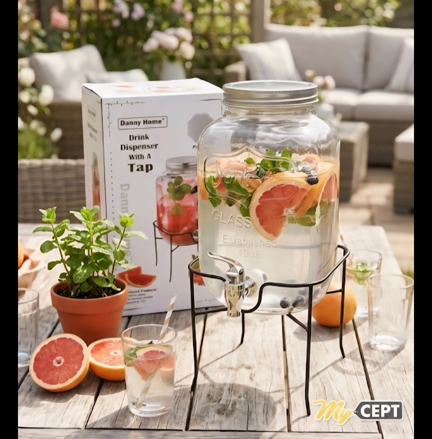 4L Glass Beverage Dispenser with Stand