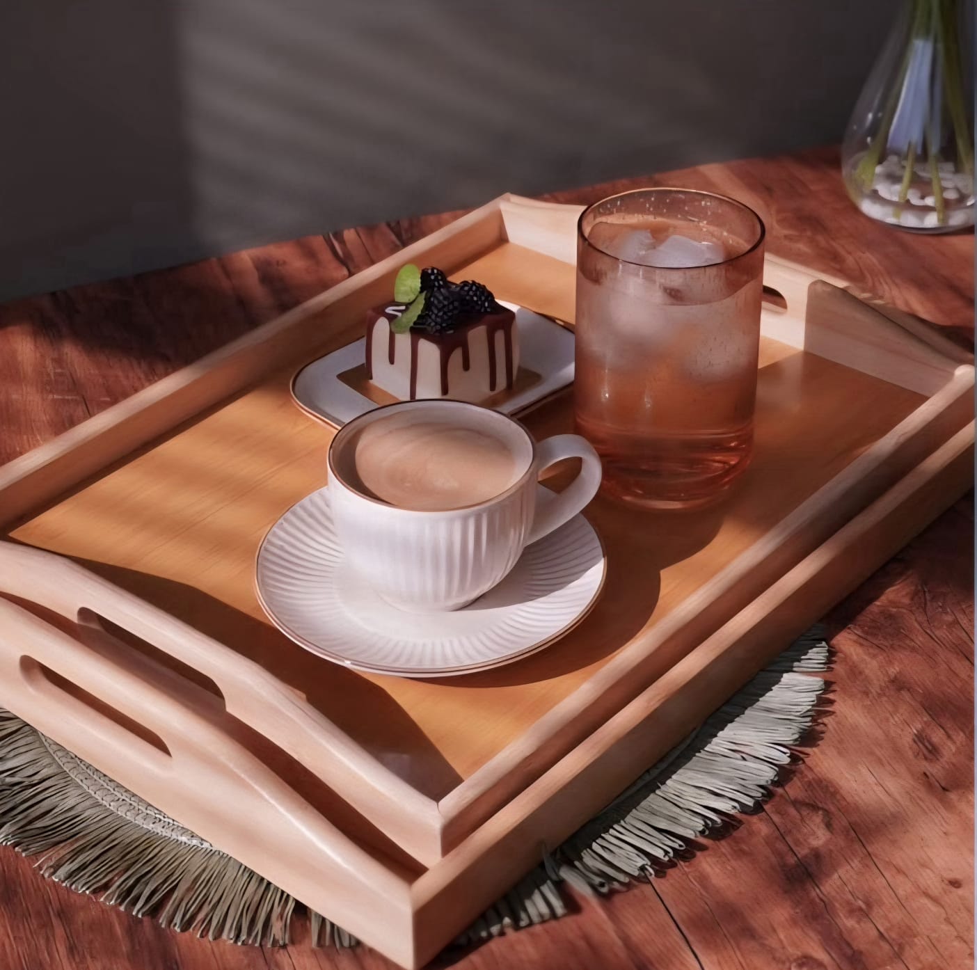 Set of 2 Wooden Trays