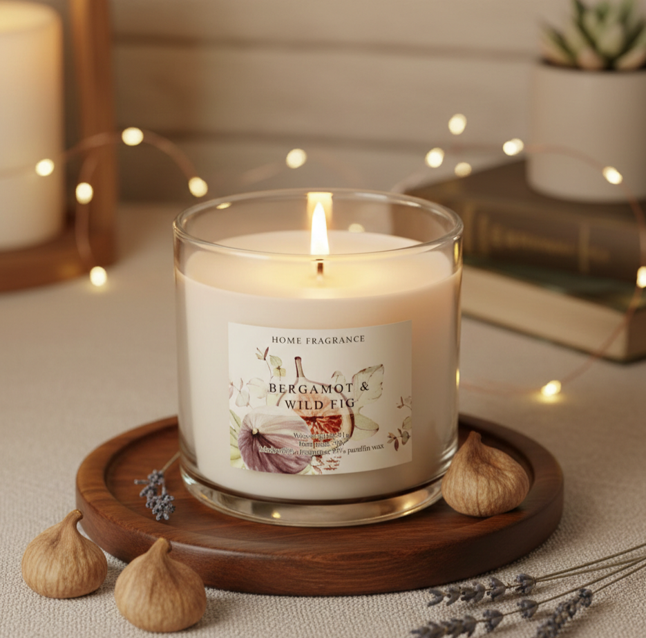 Scented Candle In Glass - Bergamot & Wild Fig