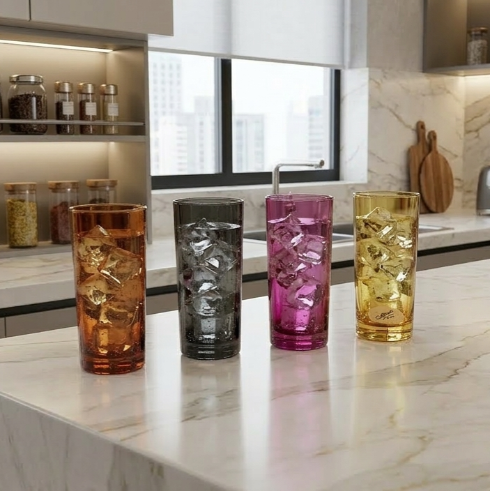 460ml Tall Multi-Color Glass Set of 4