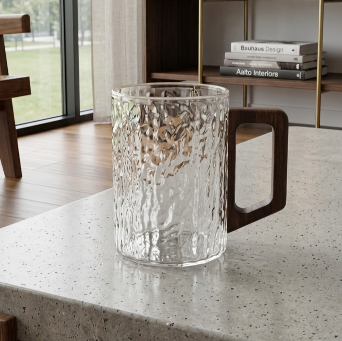 Mug With Wooden Handle - Textured