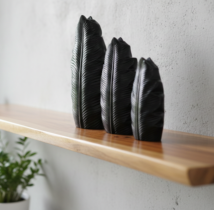 Decor Leaf Vase Set of 3 - Black