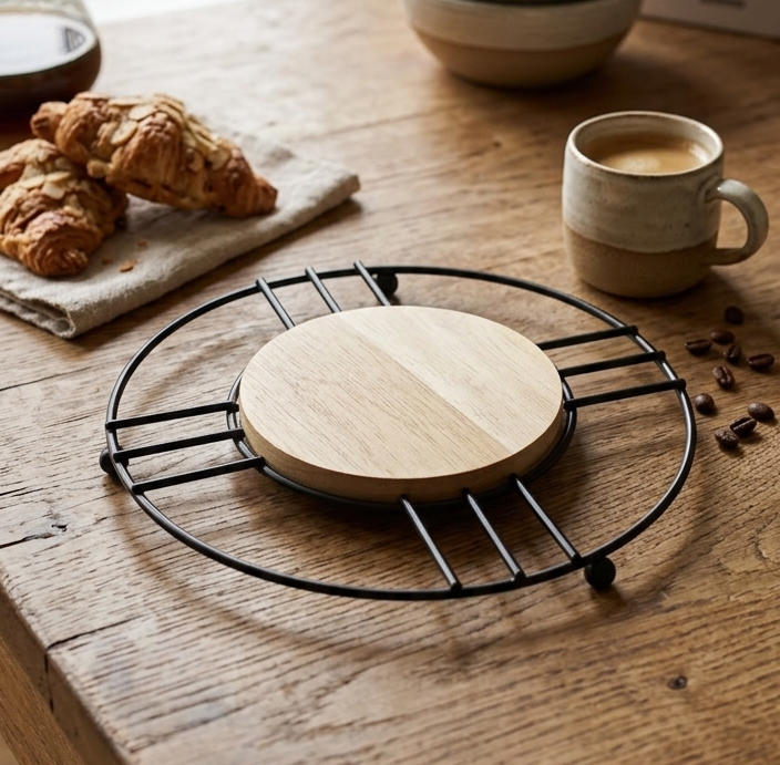Wooden Pot Stand - Round