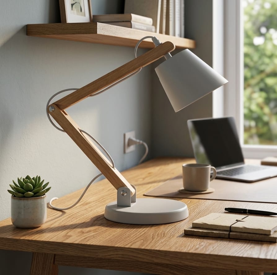 Wooden Desk Lamp White