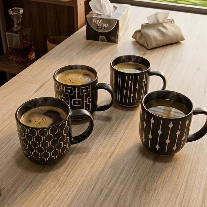 450ml Tea/Coffee Mug Black - Set of 4