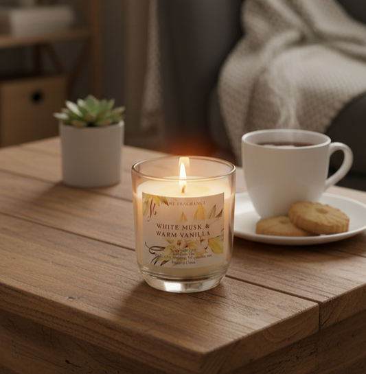 Scented Candle In Glass - White Musk & Warm Vanilla