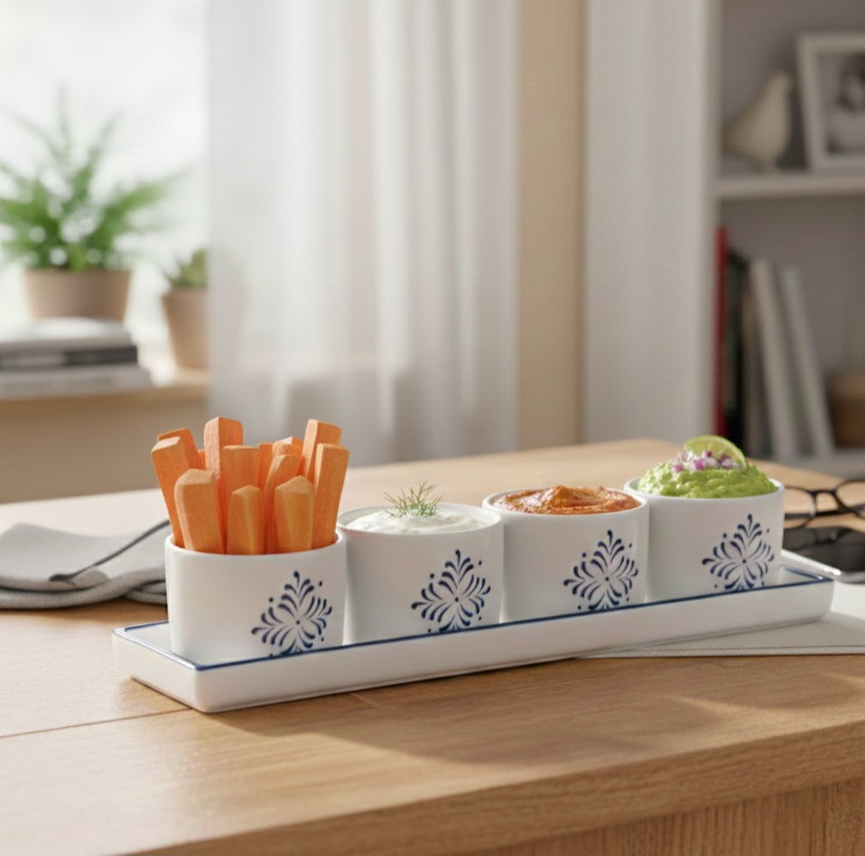 Set of 4 Dip Bowls with Platter