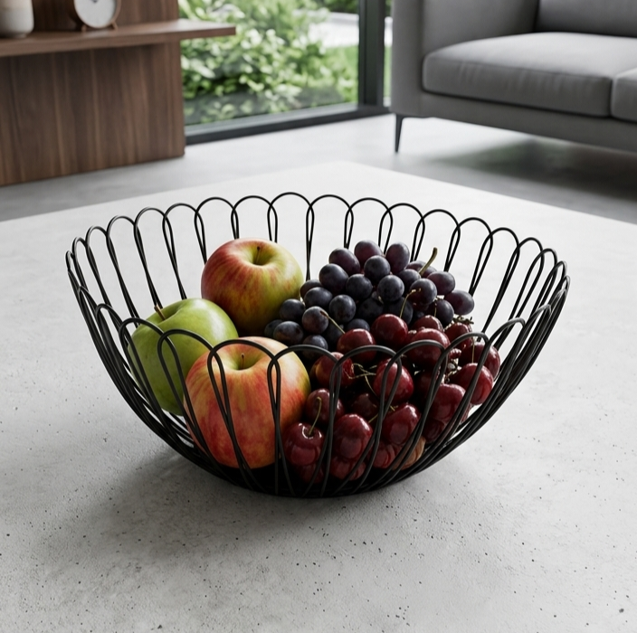 Metal Fruit Basket - Black