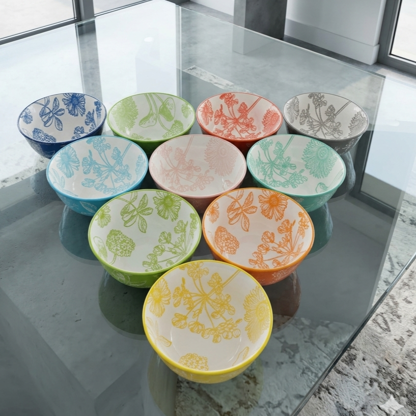 Porcelain Bowls Set of 10 - Solid