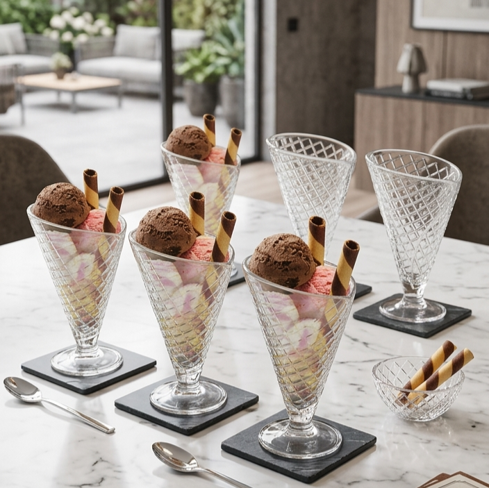 Ice Cream Glass Cups Set of 6