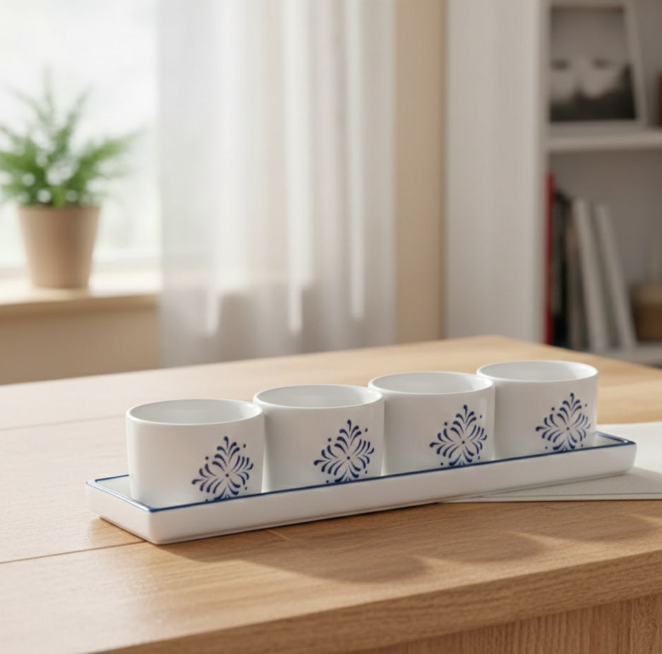 Set of 4 Dip Bowls with Platter