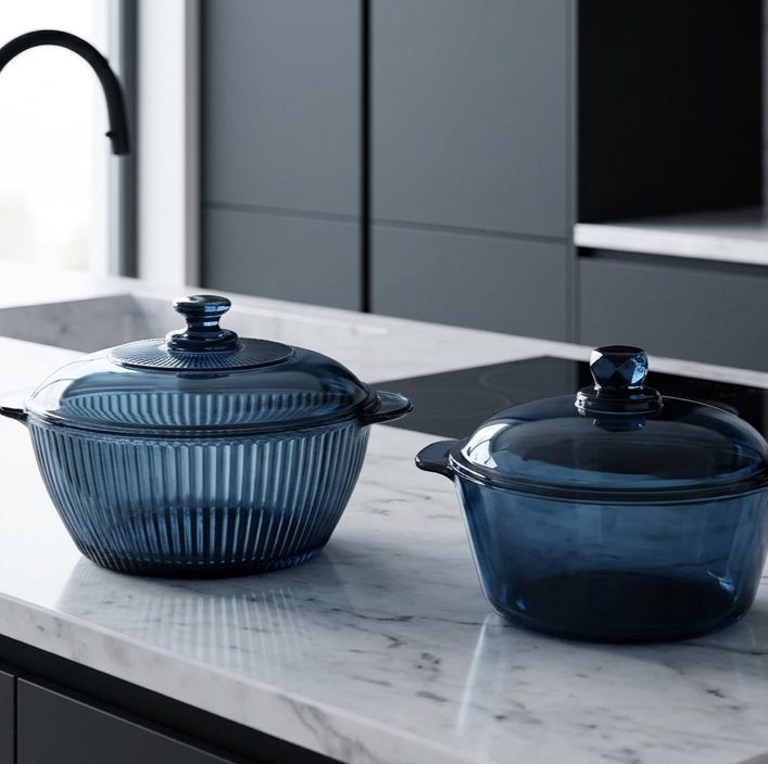 1000ml Glass Pot - Blue