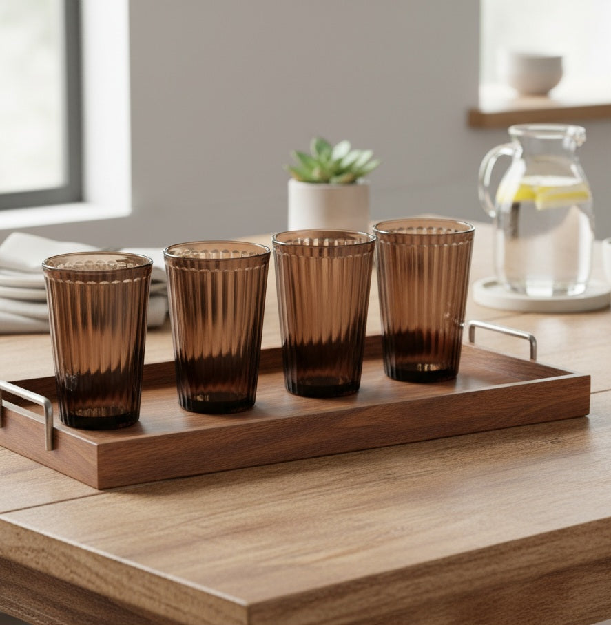 430ml Glass Set of 4 - Brown