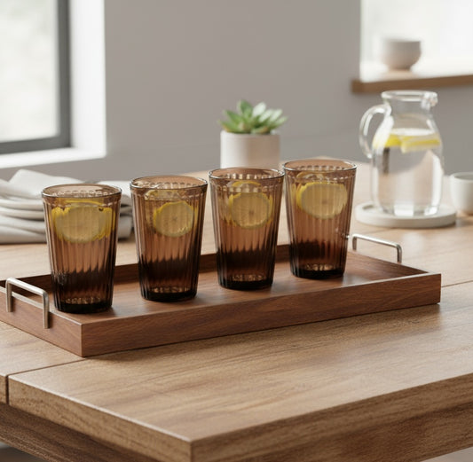 430ml Glass Set of 4 - Brown