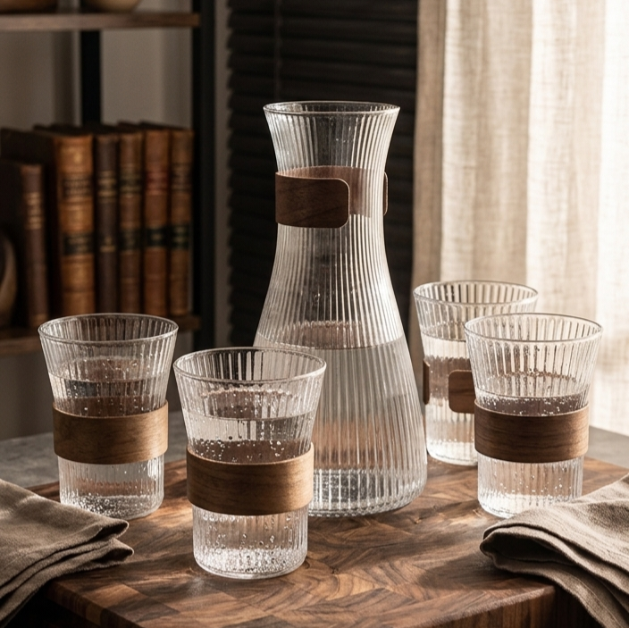 Glass Carafe with 4 Glass
