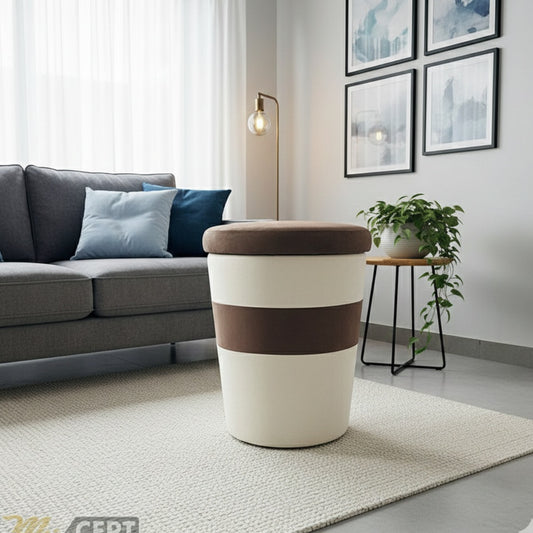 Pouffe Ottoman Brown/Ash White