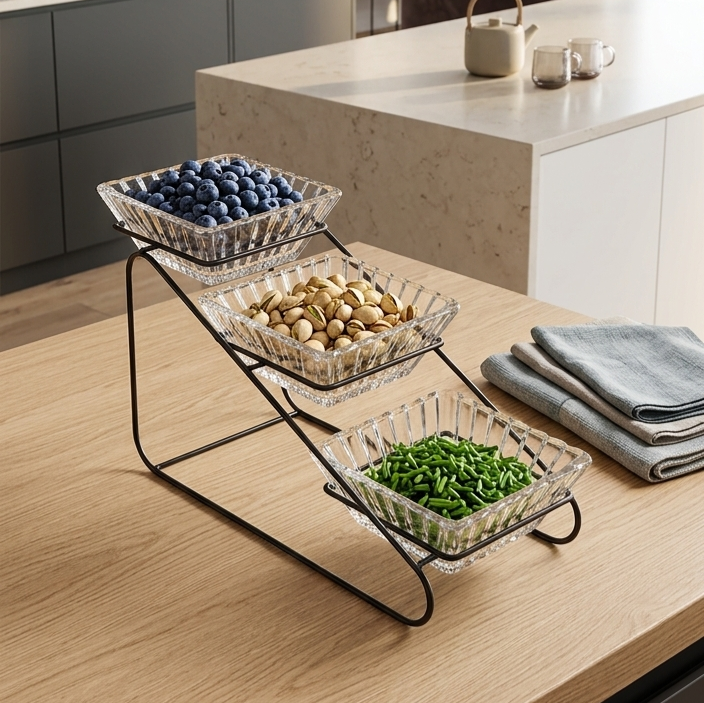 3-Tier Glass Serving Bowl