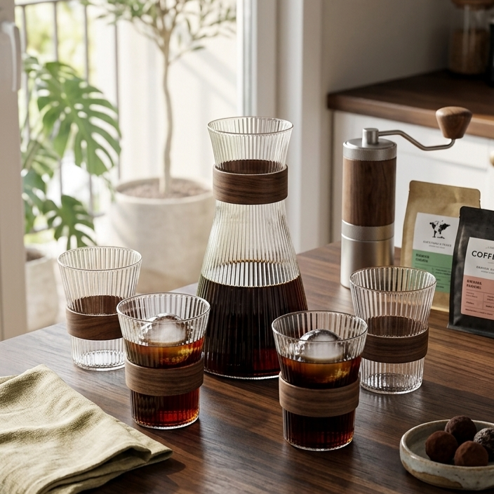 Glass Carafe with 4 Glass