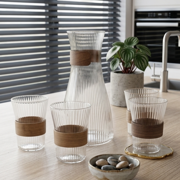 Glass Carafe with 4 Glass