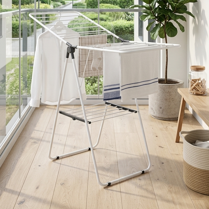 Foldable Clothes Drying Rack - White