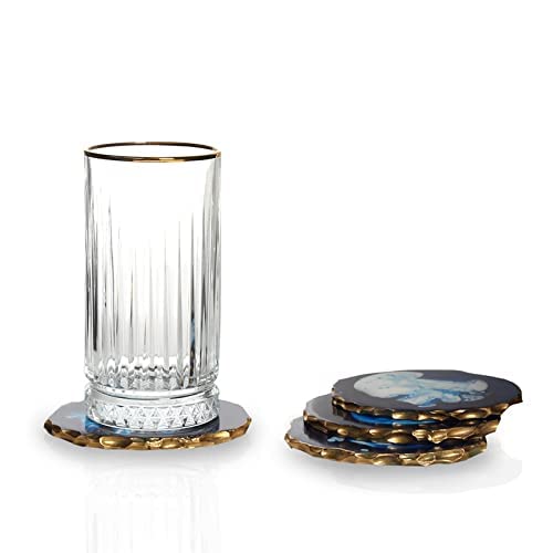 Resin Coasters - Teal/Gold - Pack of 4