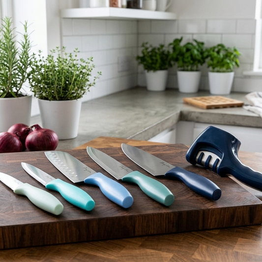 6-Pc Knife With Cover & Sharpener Set