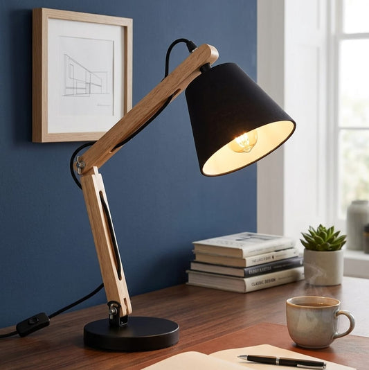 Wooden Desk Lamp Black
