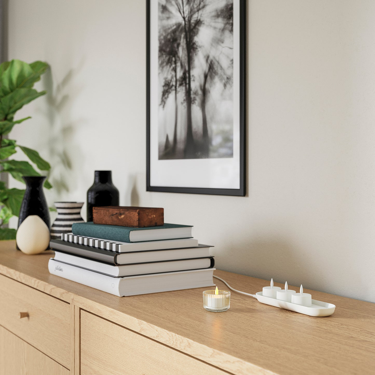 LED Tealights with Charging Tray