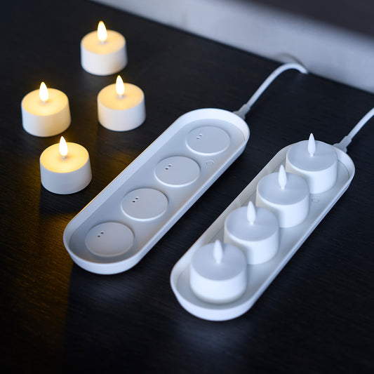 LED Tealights with Charging Tray
