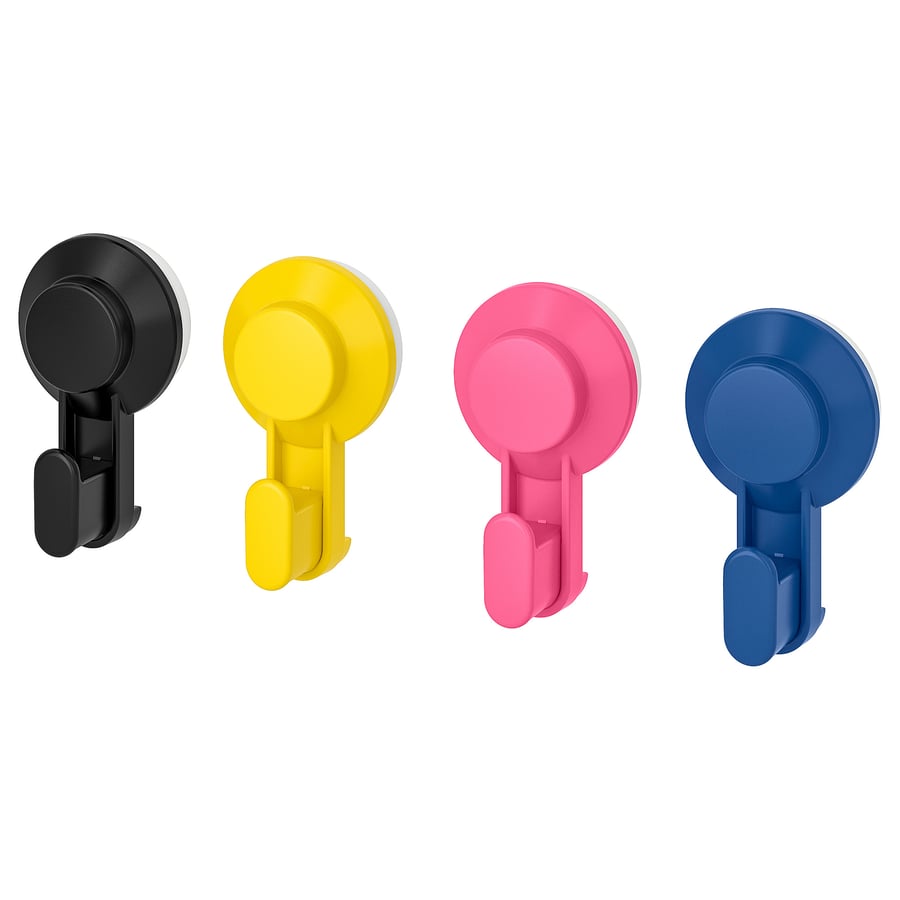 Multi Colour Hooks with Suction Cup - Pack of 4