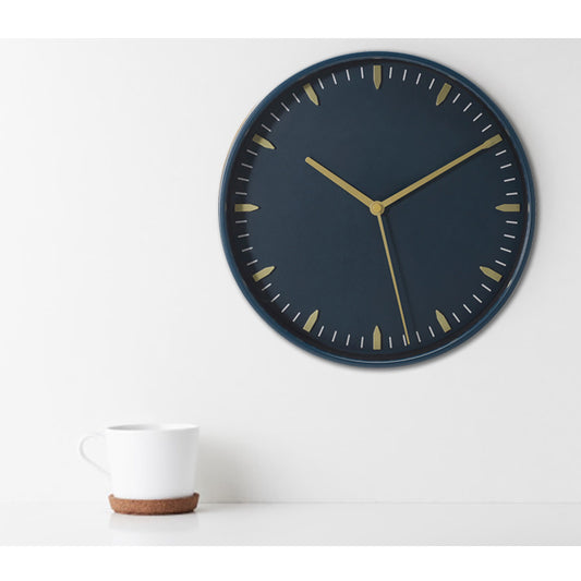 Wall Clock Dark Blue/Brass