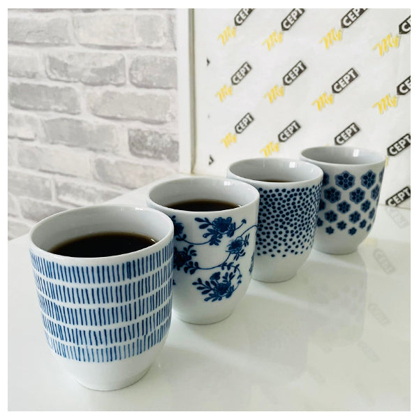 Blue Patterned Mug - Set of 4