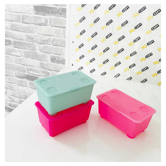 Boxes With Lid (Pack of 3) - Pink/Turquoise