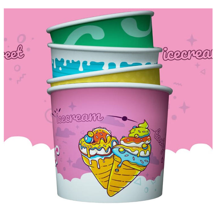 Ice Cream Cups with Spoons - Pack of 4