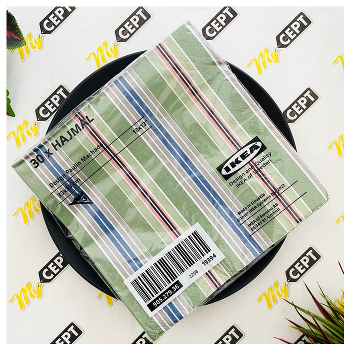Paper Napkin Green Stripes - Pack of 30