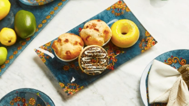 Glass Serving Platter Blue