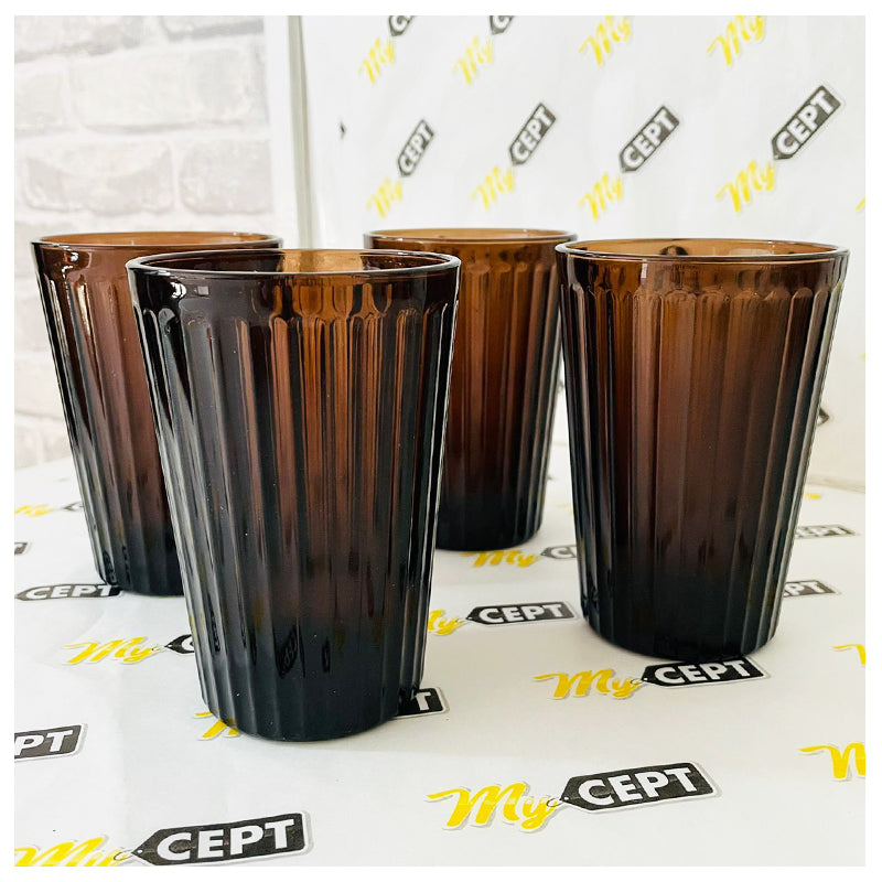 430ml Glass Set of 4 - Brown